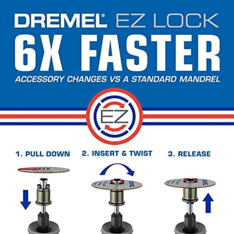 Dremel EZ Lock 1 1/2-inch cut-off wheels, 12-pack in blue packaging with EZ logo.