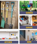Heavy Duty Metal Spring Clip Hangers 30 Pack Wall Mount Organizer for Garage Holds Brooms Mops Rakes and Tools on wood wall