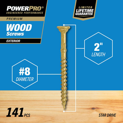 Tough As Nails Exterior Wood Deck Screws Epoxy Coated Bronze Finish Self Starting Tip For Rugged Outdoor Construction Projects Size 8 X 2 Inch 141 Pack displayed with details.