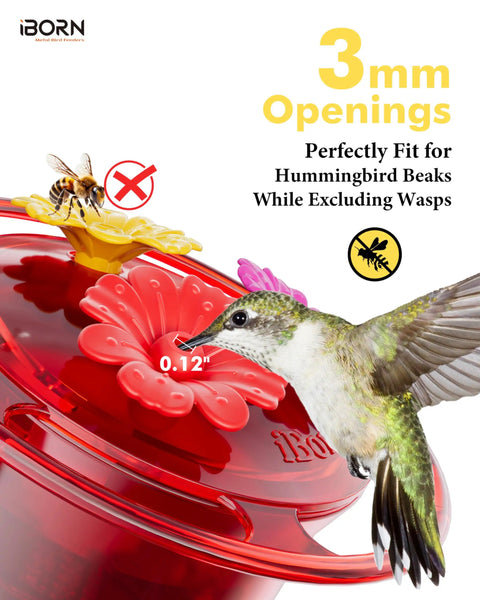 Three Pack Circular Hanging Hummingbird Feeders For Outdoors 3 Oz Mini Hummingbird Feeders With Silicone Ports Bee Proof 360 Degree Perch Ring