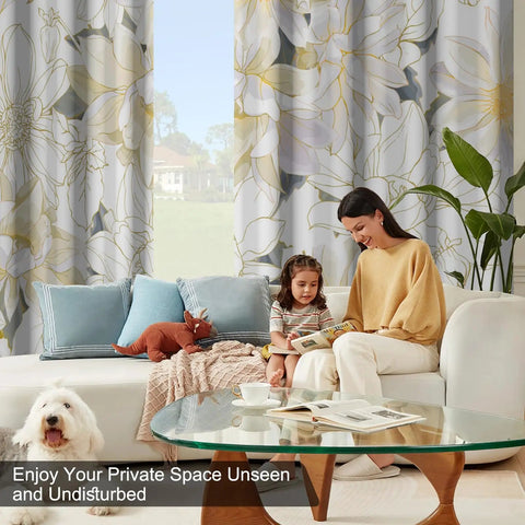 Beige And Gold Floral Blackout Curtains For Bedroom And Living Room Thermal Soundproof Window Drapes That Block Ninety Percent Of Light Darken Rooms 84 Inch Length 2 Panels With Tiebacks Chic Patterned Polyester Curtains For Sleep And Privacy