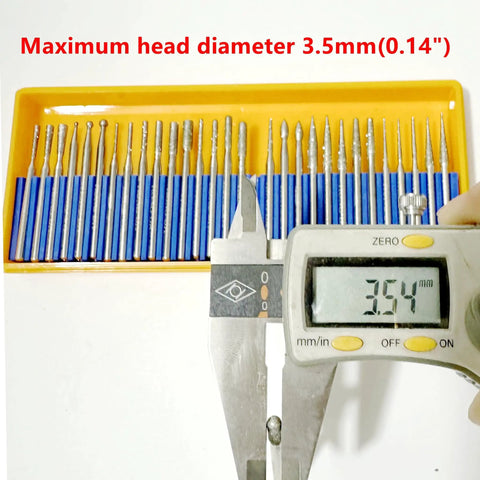 Diamond Grinding Head Set For Carving Burrs Rotary Bits With One Eighth Inch Shank 30 Pack Pro Grade Diamond Tool Bits