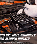 Open All In One 246 Piece Drill Bit And Screwdriver Bits Set For Wood Metal Masonry And Cement with Durable Orange Case