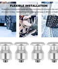 Beefy Heavy Duty Spiral Screw Tire Studs Black Ice Crushing Spike Set 50 Count Premium Tungsten Steel Anti Slip Chain Killer No Sweat Hand Install For Tricky Winter Roadways displayed with flexible installation feature for tire grip.