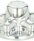 5 Lug 4.5 Inch QT Hub Cover QT545CHS Chrome ABS For 2000 To 3500 Lb Axles Heavy Duty Wheel Center Cap shiny top view