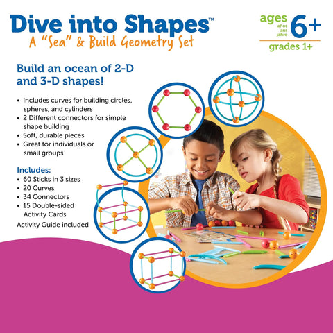 Totally Hands On Dive Into Shapes Sea Themed Geometry Set For Kids With Colorful Sticks And Curves To Build 2D And 3D Shapes Spark Creative Thinking And Boost STEM Skills; kids building shapes