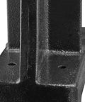 Close-up of the heavy duty cast iron base of the Rugged 3 Ton Manual Arbor Press, designed for jewelry crafting.