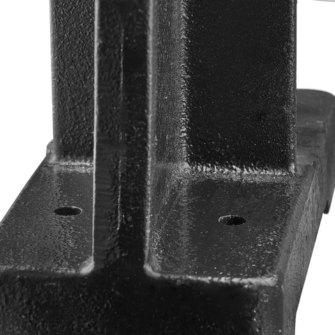 Close-up of the heavy duty cast iron base of the Rugged 3 Ton Manual Arbor Press, designed for jewelry crafting.