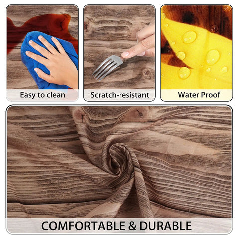 Sunflower Themed 6Ft Picnic Table Cover With Elastic Bench Covers Waterproof Fitted Tablecloths Wood Grain close-up features