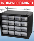 Heavy Duty 16 Drawer Plastic Storage Cabinet For Garage And Craft Organization Durable High Impact Organizer, front view