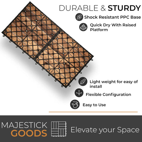 Image of Interlocking Longboard Deck Tiles With Acacia Wood for Outdoor Patios and Walkways Easy Install No Fuss Raised Base