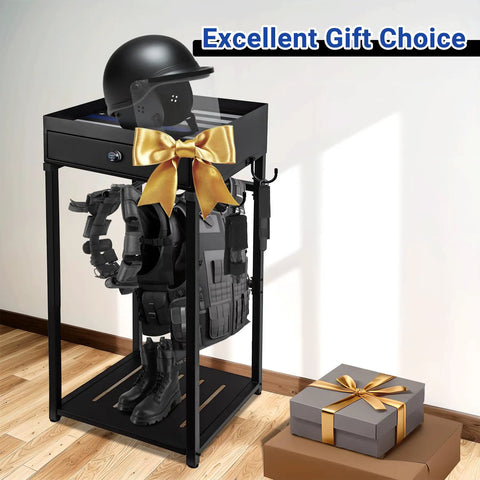 Police Gear Stand With Gun Storage, Heavy Duty Metal Rack For Gear Organization, 42 By 18 By 18 Inches with gift boxes