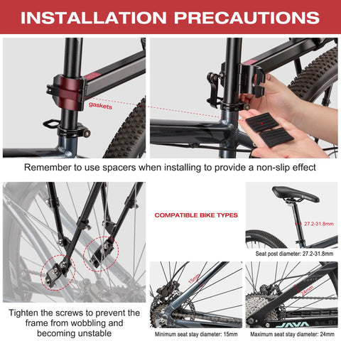 Rear Bike Rack For Touring And Everyday Rides Universal Seat Post Mount Cargo Carrier installation instructions