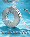 Get Ready For Any Home Rodeo With This 16 Ft DIY Stainless Steel Hose Clamp Kit Featuring Premium Worm Gear Duct Pipe Clamps And Strong Fasteners For Custom Fits On Piping And Plumbing Tasks, 16 ft roll with 10 fasteners
