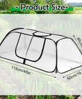 Product size diagram of Pop Up Garden Mesh Cover For Raised Beds 45 By 18 By 20 Inches; mesh cover and dimensions shown.