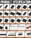 Beast All In One 2870 Piece 2.54mm Connector Crimping Tool Kit component specification chart