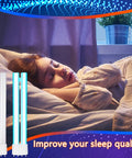 4 Pack 8.6 Inch 18W H Shaped Bug Zapper Replacement Bulbs With 4 Pin Base shown beside sleeping child.