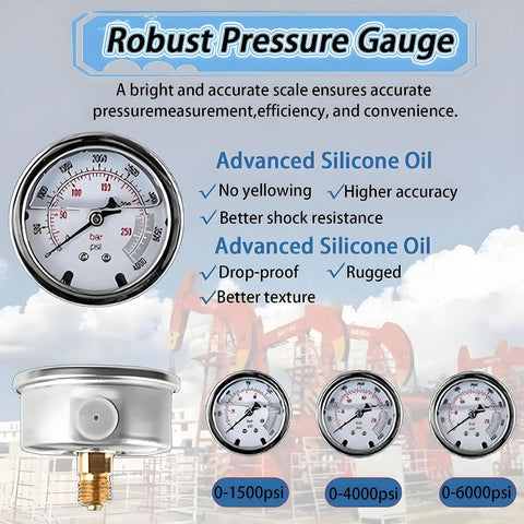Pressure gauges from 7 In 1 Hydraulic Nitrogen Pressure Test Kit With Accumulator Charging System For Quick Fill Nitrogen