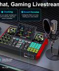 All In One Podcast Studio Bundle With Live Sound Mixer And 3.5mm Condenser Microphone P15 setup for streaming and gaming