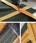 Heavy Duty Canvas Cargo Net For Pallet Lifting in stitching process, 150x150 cm, reinforced handles detail