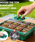 Hand adjusting vent on Five Pack Seed Starter Tray Kit With Humidity Dome And Transparent Drain Hole Base For 60 Cell Trays Indoor