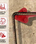 Heavy Duty Manual Rebar Bender For 5/8 Inch Steel Rod, red tool bending steel rod, displaying easy to carry and sturdy features.
