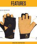 Padded Palm Fingerless Work Glove With Breathable Spandex And Synthetic Leather For Superior Dexterity And Grippy Handling