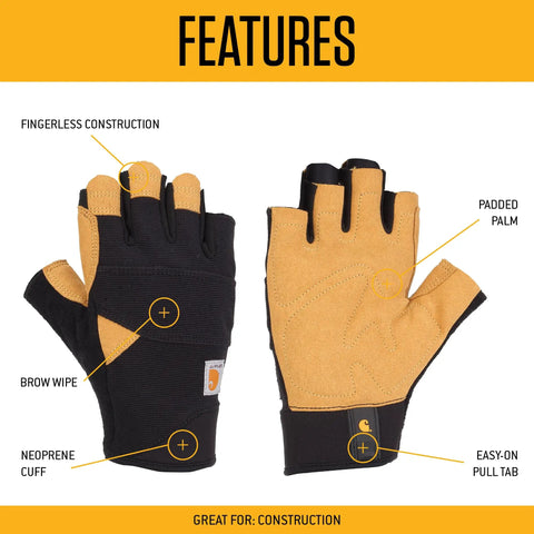 Padded Palm Fingerless Work Glove With Breathable Spandex And Synthetic Leather For Superior Dexterity And Grippy Handling