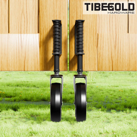 Spring Loaded 5 Inch Gate Caster Wheel For Outdoor Wood Gates And Fences Built Tough Heavy Duty 360 Degree Swivel Anti Sag Gate Kit 220 Lb Capacity Black Gate Support Wheel 1 Pack shown outdoors