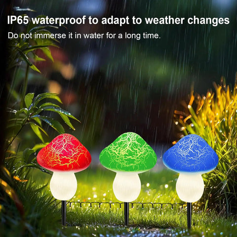 Warm White Mini Solar Mushroom Lights For Outdoor Garden Pathway Waterproof Flexible Copper Wire String Lights glowing
