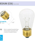 11S14 C 11W Replacement Incandescent Bulbs Clear Glass 2700K Warm White Cozy Glow Dimmable E26 Medium Base size illustration