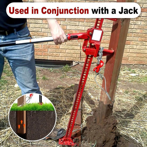 Heavy Duty Fence Post Removal Tool With 7100 Lb Pull Capacity, Galvanized Cable And Chain, Works With Jack Or Lever For 4x4 Posts