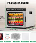 Sweet 9 Tray Stainless Steel Food Dehydrator With Digital Timer And Temperature Control 8.7 Inch Drying Space. Includes accessories.