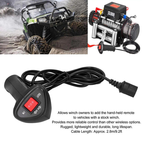 3 Pin Winch Remote Control Kit For ATV UTV And Light Offroad Rigs With 9.2ft Cable, Easy Install Electric Winch Controller For Small To Medium Winches Not For Heavy Duty Trucks Rugged Build And Safe Operation, handheld 3-pin remote