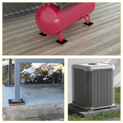 Heavy Duty Rubber And Cork Vibration Isolation Pads Four Pack Six Inch under air compressor and HVAC units for noise control.