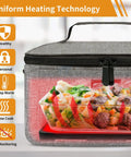 Portable Oven For Office And Travel With Auto Temperature Control No Monitoring Needed showing meal heating inside