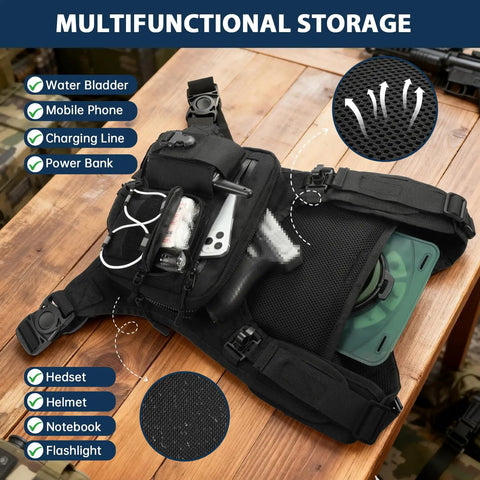 Hydration Chest Vest With 2L Water Bladder, Lightweight Running Backpack showcasing pocket storage and mesh back