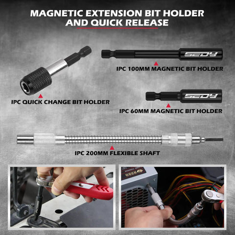 232 Piece Ultimate Screwdriver Bit Set With CR-V Impact Driver Bits Includes Security Bits Nut Driver Ratchet Wrench And Bits Holder For Tough Jobs Smooth Maintenance Pro Grade Performance And Long Lasting Durability magnetic extension and quick release bits