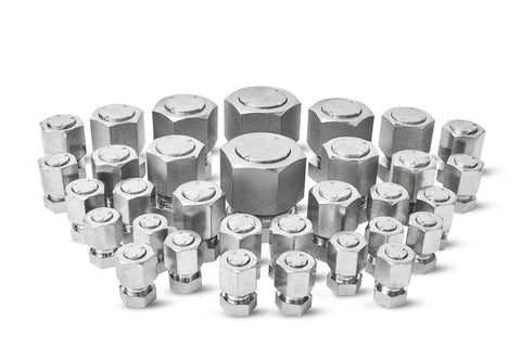 64 Piece ORFS Cap And Plug Set For Hydraulic Hose And Pipe Fittings Heavy Duty Pro Grade O Ring Face Seal Galvanized Carbon Steel