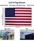 Heavy Duty 3x5 Ft American Flag For Porch Or Yard Made In USA FMAA Certified UV Resistant 210D Outdoor Nylon With Embroidered Stars