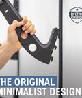 Hand adjusting arm on Four Level Wakeboard Wall Mount Rack For Garage And Boat House, Heavy Duty Wake Surf Board Rack.