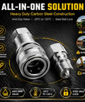 Heavy Duty Hydraulic Quick Connect Coupler M14x1.5 Female Thread Pipe Fitting Pair, carbon steel with anti-drip valve.