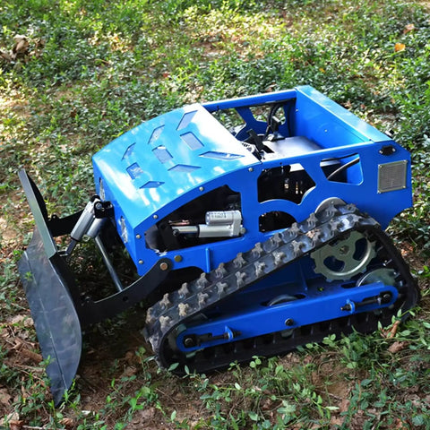 Remote Control Grass Cutter With Tracks For Slopes And Uneven Terrain, blue heavy duty lawn mower for rugged terrain on grass