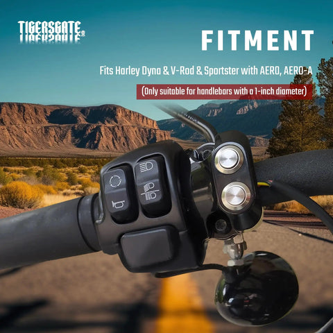 Black 1 Inch Air Ride Handlebar Switch for Harley Dyna VRod Touring and Sportster Suspension Control Kit on bike handlebar