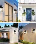 Two Pack Outdoor Wall Lights For Porch Patio And Garage 12.5 Inch Exterior Waterproof Fixtures In Matte Black With E26 Socket