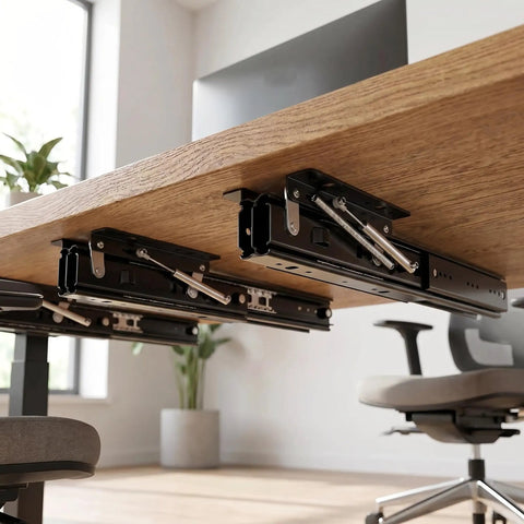 Heavy Duty Soft Close Drawer Slides and Side Mount Ball Bearing Rails for Tables, Desks and Workbenches, Concealed Extension 520mm