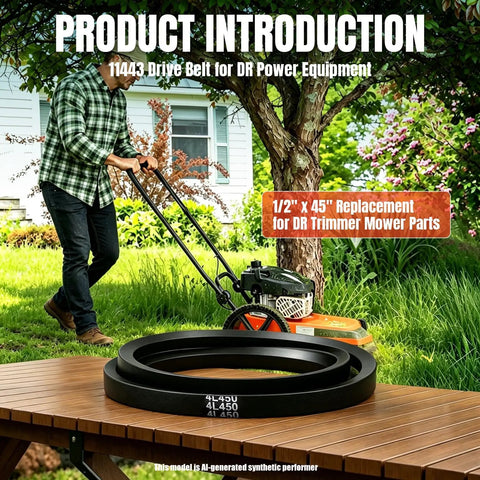 Replacement 45 Inch Drive Belt For Trimmer Mower And DR Power Equipment Heavy Duty Built To Last Wear Resistant Oil And Heat Resistant Belt Durable Outdoor Tool Part For Smooth Operation And Long Lasting Performance in garden scene