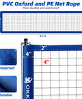 Heavy Duty Outdoor Volleyball Net Set With Adjustable Poles And Anti Sag Design, featuring 32ft durable PVC Oxford net