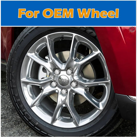 Garage Ready M12x1.25 Steel Lug Bolts Set With 28mm Shank Fits Jeep Compass Cherokee And Renegade Plus Fiat 500 Dodge Dart On Aluminum Wheels close-up of Jeep OEM wheel.