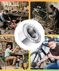 Universal Bike Axle Nut And Washer Kit with M8 M9.5 M10 bolts for mountain, road, and e-bikes shown in various maintenance scenes